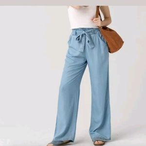 Thread & Suppy Belted Wide Leg Trousers Pants